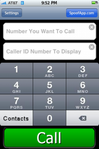 A screenshot of an early spoofing app (they've gotten better)
